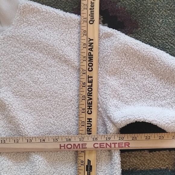 Topshop NWOT Cream Tan Teddy Fuzzy Fleece Cropped 3/4 Zip Pullover Size 2 - Picture 9 of 11